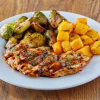 Bbq Chicken Plate (Gf) · Free-range chicken breast dipped in housemade BBQ sauce and freshly grilled. Served with you...