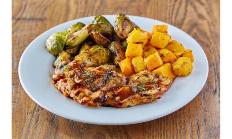 Bbq Chicken Plate (Gf) · Free-range chicken breast dipped in housemade BBQ sauce and freshly grilled. Served with your choice of two hot sides and house-baked focaccia and scallion sauce. Gluten-Free (excl. bread).