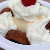 Donuts And Cream · Mini Donuts Topped with Vanilla Ice Cream, Chocolate, or Caramel Sauce, Whipped Cream, and a...