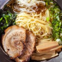 Tonkotsu Shoyu · Pork bone broth with flavored soy sauce base and garlic pasted, topped with green onion, bea...