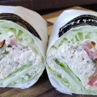 Homemade Tuna Salad Lettuce Wrap · Wild Albacore Tuna Salad with Mayo, Mustard, Lettuce, Tomato, Pickles & Onions (lettuce head...