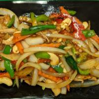 Cashew Nut · Stir-fried chili paste, onion, carrot, bell pepper and cashew nut.