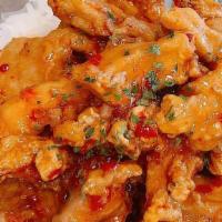 Orange Chicken W/ Rice · Made with fresh chicken with our own special batter and spices (no msg, never frozen, no sho...