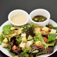 Mix Greens Salad · Baby mix greens, tofu, tomato, avocado, sesame seeds, dried seaweed, sesame, fried onion and...