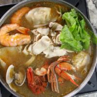 Hai De Pot  · Shrimp, lobster tail, clam, mussel, calamari, fish fillet, blue crab, enoki mushroom, scallo...