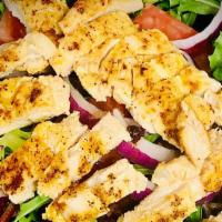 Grilled Chicken Salad · Grilled Chicken breast with mix greens, tomato and onion