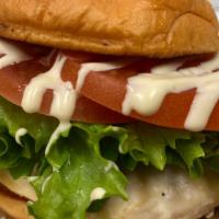 Grilled Chicken Sandwich · Served with bun, tomato, romaine lettuce, and house sauce. Add Cheese, Bacon or Egg for an a...