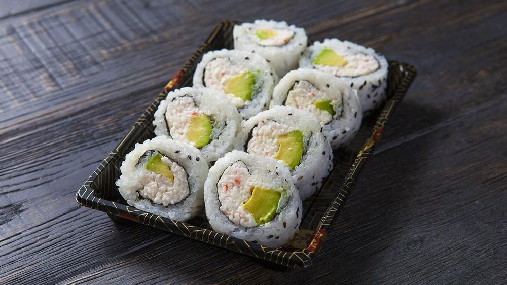 California Roll · Made with imitation crab.