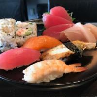 Sushi And Sashimi Meal · Sushi: Tuna, Salmon, Shrimp and Eel
Sashimi: 3 pc Tuna and 2 pc White Fish