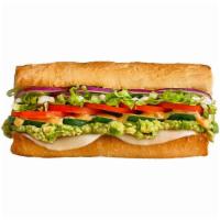 Garden Party™ (Regular) · Avocado, Provolone, Cucumbers, Lettuce, Tomatoes, Red Onions, Mayo & 1000 Island.