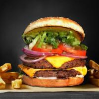 Double Cheeseburger Combo · Lettuce, tomato, onion, pickle, and thousand islands on a Brioche hamburger bun. Served with...