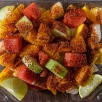 Pico De Gallo · Freshly cut cucumber, jicama, watermelon, pineapple, mango, orange and with the choice of ta...