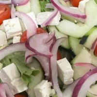 Field Greens · Field green lettuce, grape tomatoes, red onions, feta and cucumber. Add Sicilian chicken, av...