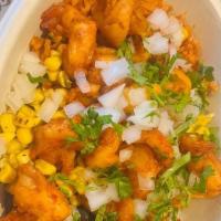 Seafood Bowl · Black beans, rice, corn, onions, cilantro with current seafood options (market price).