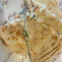 Seafood Quesadilla · Chihuahua cheese, queso fresco, onion, cilantro with current seafood options.