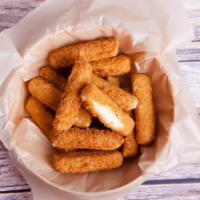 Mozzarella Sticks · Deep fried cheese sticks. Crispy on the outside, gooey on the inside.