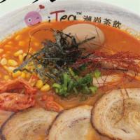 Y30 Kimchi Spicy Miso Ramen 辛辣泡菜味噌拉面 · Pork Broth Base with Spicy Miso, Topping with BBQ Pork, Fish Cake, Bamboo Shoot, Corn, Egg, ...