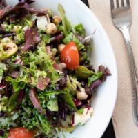 Chopped Salad · Mixed chopped lettuce, tomato, radicchio, provolone, chickpeas, olives, salami, red wine, vi...