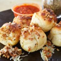Kookz Garlic Knots · With marinara sauce.