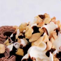Rocky Road · Organic Chocolate Base,Mini Marshmallows & Peanuts. 

Toppings: Whipped Cream, Chocolate Syr...