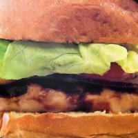 Bbq Chicken Sandwich · Grilled chicken breast, bbq sauce, provolone cheese, red onion, lettuce, tomato, mayo on gri...