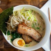 Tonkotsu Ramen · Cooked in-house for 24 hours. Rich and creamy pork bone broth, fresh noodles, bean sprouts, ...