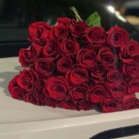 Just Red Roses · 1 dozen red roses in elegant hand bouquet.
