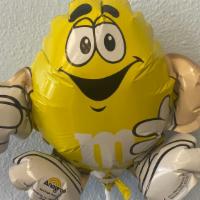 Yellow M&M Guy Balloon · Add on pick balloon for a M&M lover