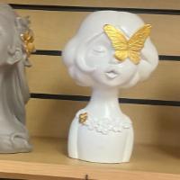 Butterfly On Eye Baby Girl Vase · comes only in white with gold Butterly
