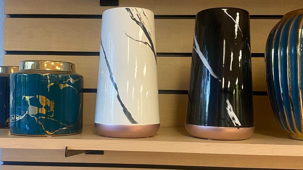 Tall Marble Vase · Comes in 2 colors. white and black with rose gold