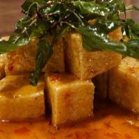Crispy Tofu · Vegan, gluten-free. Golden crispy tofu with sweet chili sauce.
