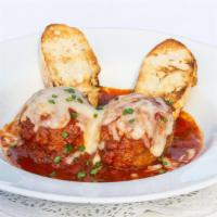 Meatballs (2) · Two home made meatballs | marinara sauce | mozzarella cheese
