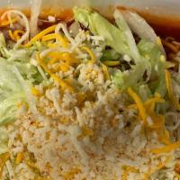 Beef Enchilada · Served with cheese and lettuce