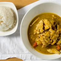 Yellow Curry · Most popular. Yellow curry paste with coconut milk, potatoes, carrots and onions.