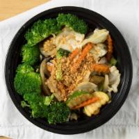 Garlic & Pepper · Gluten free. Sautéed fresh garlic and black pepper with a bed of steamed cabbage, broccoli a...
