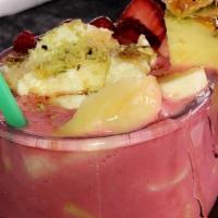 Aloha · Strawberry Banana Juice, Strawberry, Banana, Mango, Pineapple, topped with Ashta, Pistachio,...