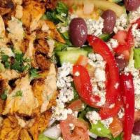Chicken Shawarma Salad  · chicken shawarma with greek salad