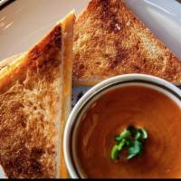 After School Special · Toasted Japanese milk bread, American cheese, provolone, mozzarella, tomato basil soup.