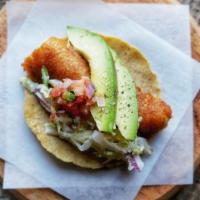 Fish Taco · pico de gallo, cabbage slaw, and avocado.