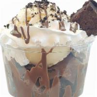 Brownies Ice Cream Cup · warm chocolate brownie bites served with a scoop of ice-cream, topped with whipped cream and...