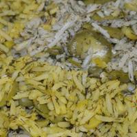 Baghali Polo · Basmati rice with dill and lima beans.