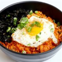 Kimchi Fried Rice · 김치볶음밥; Fried Kimchi with rice, pork belly, variety vegetables included
