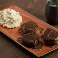 Filet Medallions · All-natural filet medallions with your choice of up to three gourmet toppings. Served with m...