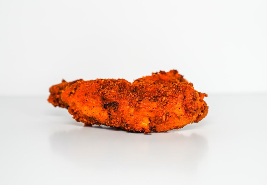 1 Jumbo Hot Chicken Tender · 1 of our famous, jumbo, hand-breaded chicken tenders drenched in Nashville Hot Sauce