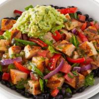 Chicken Protein Bowl · Double portion of freshly grilled adobo chicken and hand-sliced and sautéed fajita veggies, ...