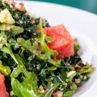 Watermelon Kale Salad · Vegetarian. Fresh watermelon, arugula, lacinato kale, quinoa, walnut, crumbled feta tossed w...