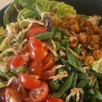 Market Green Salad · Little Gem lettuce, tomato, fennel, crispy garbanzo beans, seasonal veg, vinaigrette (VEGAN)...