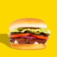 Hamburger · Beef patty, only tomato, lettuce, onion, pickles, mayo