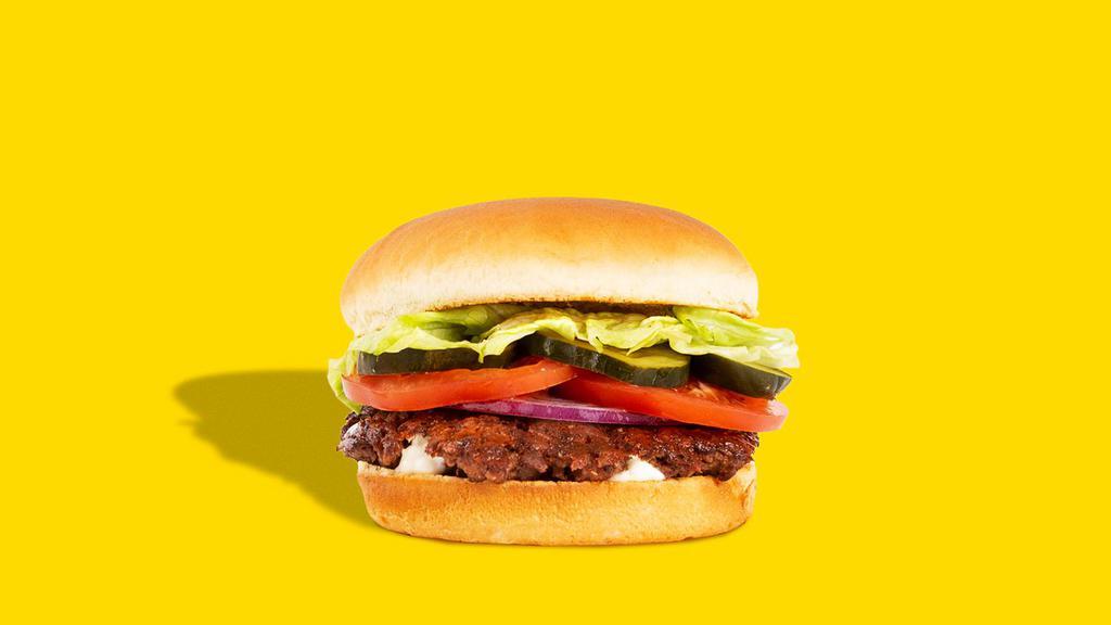 Hamburger · Beef patty, only tomato, lettuce, onion, pickles, mayo