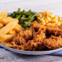 Hand-Breaded Fried Chicken Tenders · Crispy, fried tenders. Served with dill pickle ranch for dipping. .